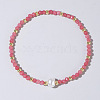 Natural Watermelon Stone Glass Beaded Stretch Bracelets for Women BG9690-6-1