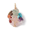 Natural & Synthetic Mixed Stone Copper Wire Wrapped Teardrop Pendants PALLOY-JF02846-2