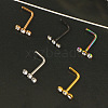 304 Stainless Steel Crystal Rhinestone 3 Flat Round L-Shaped Nose Rings WGC87C3-01-2