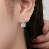 Rhodium Plated 925 Sterling Silver Micro Pave Cubic Zirconia Ear Studs for Women EJEW-P231-96P-3