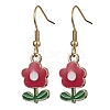 Flower Zinc Alloy Enamel Dangle Earrings EJEW-JE05291-3