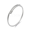 Tarnish Resistant 304 Stainless Steel Open Cuff Bangle with Oval Beaded BJEW-C031-01P-7