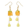 Plastic 3D Flower Long Dangle Earrings EJEW-JE04936-02-3