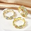 Brass Micro Pave Clear Cubic Zirconia Enamel Cuff Rings for Women RJEW-L113-028G-3