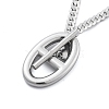 304 Stainless Steel Oval Pig Nose Pendant Necklaces for Women NJEW-U016-05P-2