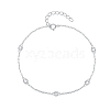 Classic Sterling Silver Clear Cubic Zirconia Round Link Bracelets JK4250-2-1