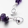 Natural Amethyst Bead Bracelets X-BJEW-JB02486-05-3