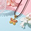 Alloy Enamel Butterfly Pendant Necklaces NJEW-JN04580-01-2