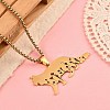 304 Stainless Steel Hollow Cat Shaped Pendant Box Chain Necklaces NJEW-M086-06G-4