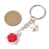 Tortoise Glass Seed Beads Pendant Keychain HJEW-MZ00105-01-3