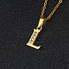 201 Stainless Steel Crystal Rhinestone Initial Pendant Necklaces FS-WG3A711-12-1