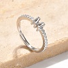 S925 Sterling Silver Adjustable Letter Rings for Women RJEW-M068-01P-M-1