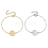 2Pcs 2 Colors 304 Stainless Steel Round Cabochon Setting Bracelets BJEW-JB11090-1