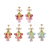 Glass Beads Flower Dangle Stud Earrings EJEW-TA00595-2