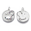 Brass Micro Pave Cubic Zirconia Pendants KK-N227-17P-NF-2