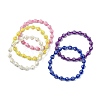 5Pcs Acrylic Round with Cross Pattern Beaded Stretch Bracelets for Women BJEW-JB11344-2