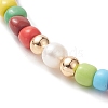 Glass Seed & Natural Pearl Beaded Stretch Bracelet BJEW-JB09268-5