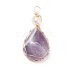 Natural Gemstone Copper Wire Wrapped Pendants PALLOY-JF01398-2