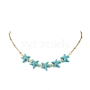Ocean Dyed Synthetic Turquoise Starfish Beaded Bib Necklaces with 304 Stainless Steel Satellite Chains NJEW-JN05979-01-2