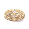 Clear Cubic Zirconia Crown Open Ring RJEW-P032-19G-2
