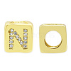 Brass Micro Pave Clear Cubic Zirconia European Beads KK-T030-LA842-NX3-1