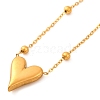 Ion Plating(IP) 304 Stainless Steel Heart Pendant Ball Chain Necklaces for Women NJEW-G142-02G-1