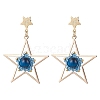 Natural Tiger Eye Star Dangle Stud Earrings EJEW-MZ00356-2