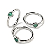 Heart Natural Green Onyx Agate Adjustable Rings RJEW-Q818-02P-04-1