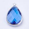 Silver Color Plated Brass Glass Teardrop Pendants GLAA-M006-A-21S-2