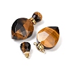 Natural Tiger Eye Faceted Teardrop Bottle Pendants G-A225-02G-04-2