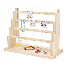 4-Tier 28-Hole Assembled Wood Earring Display Riser Stands EDIS-WH0021-10