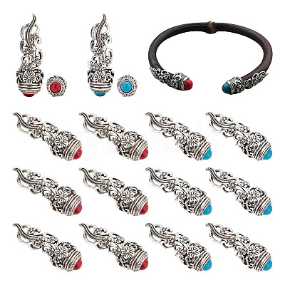 20Pcs 2 Colors Zinc Alloy Bangle End Caps FIND-AR0002-38-1