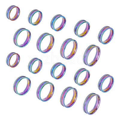 18Pcs 9 Size 201 Stainless Steel Grooved Finger Rings Set for Men Women STAS-UN0045-59B-M-1