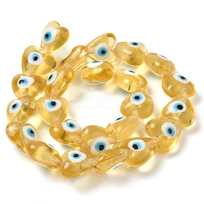 Heart Evil Eye Lampwork Bead Strands LAMP-R119-06-1