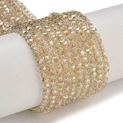 Electroplate Glass Beads Strands GLAA-Q105-02-07-1