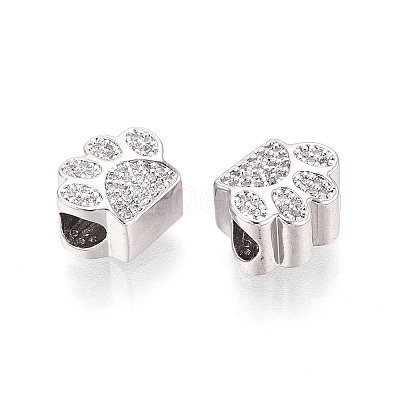 Brass Micro Pave Cubic Zirconia European Beads LS-ZIRC-T002-101-1