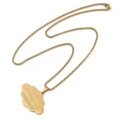201 Stainless Steel Arabic Elements Cloud Pendant Box Chain Necklaces NJEW-D089-03G-1