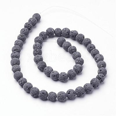 Unwaxed Natural Lava Rock Bead Strands G-F309-10mm-1