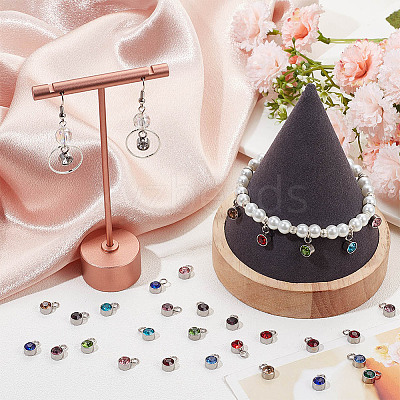 48Pcs 12 Colors Glass Rhinestone Charms RB-BBC0001-01-1