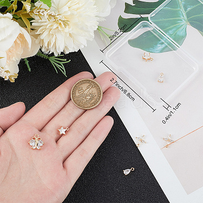 12Pcs 3 Style Brass Cubic Zirconia Charms KK-BBC0011-55-1