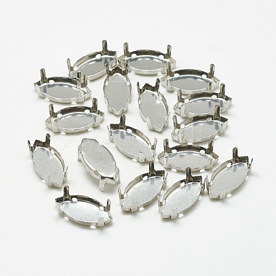 Non-Tarnish 201 Stainless Steel Sew on Prong Settings STAS-T032-04-4x8mm-1