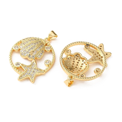 Brass Micro Pave Clear Cubic Zirconia Pendants CU-CBA03AF-07G-1