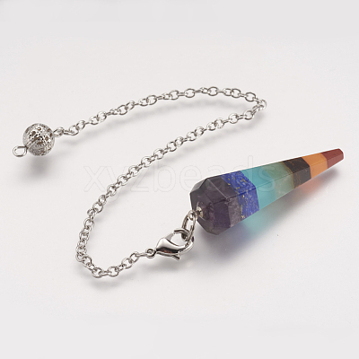 Natural & Synthetic Gemstone Hexagonal Pointed Dowsing Pendulums X-KK-P082-02-1