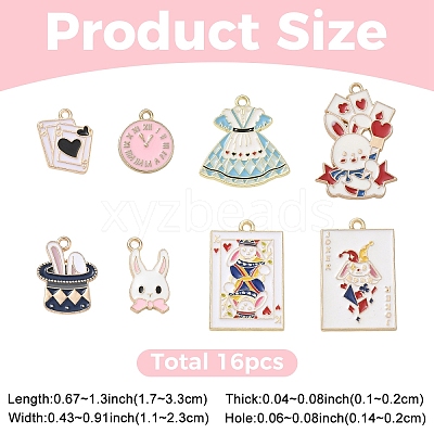 16Pcs 8 Styles Alloy Pendants ENAM-YW0009-23-1