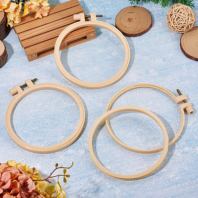 Plastic Imitation Bamboo Cross Stitch Embroidery Hoops TOOL-TADJ0001-03C-1