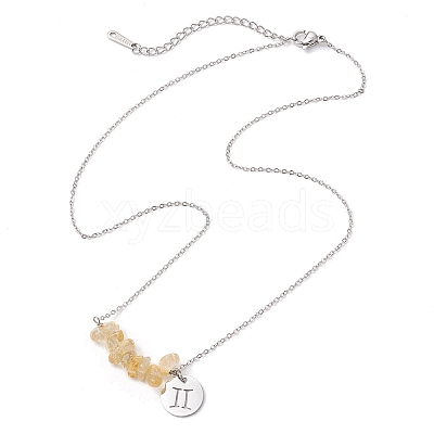 Natural Citrine Chip & Constellation Pendant Necklaces NJEW-JN05084-03-1