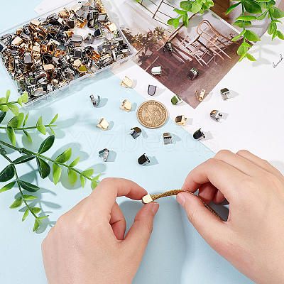 180Pcs 3 Color 202 Stainless Steel Ribbon Crimp Ends DIY-FG0004-21-1