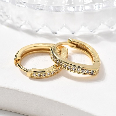 Brass Micro Pave Clear Cubic Zirconia Huggie Hoop Earrings EJEW-A058-26G-1