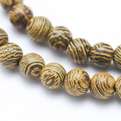 Natural Wenge Wood Beads Strands WOOD-P011-05-8mm-1