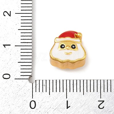 Christams Brass Enamel European Beads KK-F922-03A-G-1